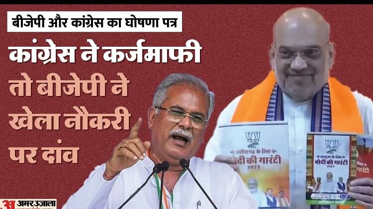 cg-election:-कर्जमाफी-में-कांग्रेस-तो-नौकरियों-की-पेशकश-में-bjp-आगे,-जानें-घोषणापत्र-में-किसके-वादे-कितने-बड़े